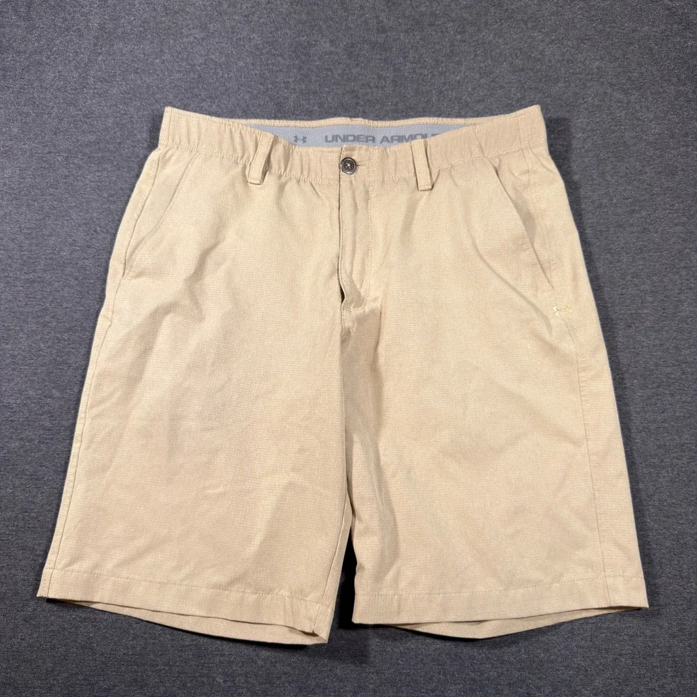 Under Armour Match Play Shorts Mens 34 Beige HeatGear Performance Golf Loose Fit